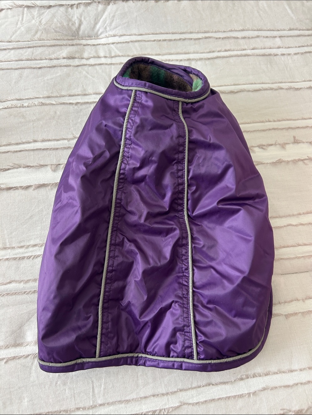 Purple Quilted Dog Coat with Reflective Trim